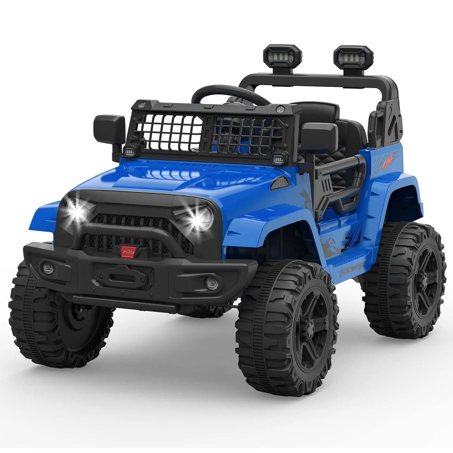12V Elektrische Kinderauto met Vering, LED Verlichting, Draadloze Verbinding, 2 Snelheden & Afstandsbediening Kindervoertuig voor 3-8 jaar