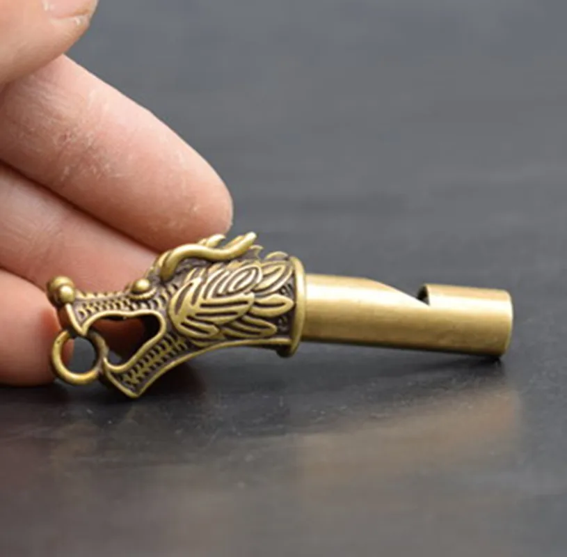 Outdoor Camping Survival Whistle Dragon Statue Pendant Keychain Frequency Whistle Multi functional Portable EDC Tool SOS