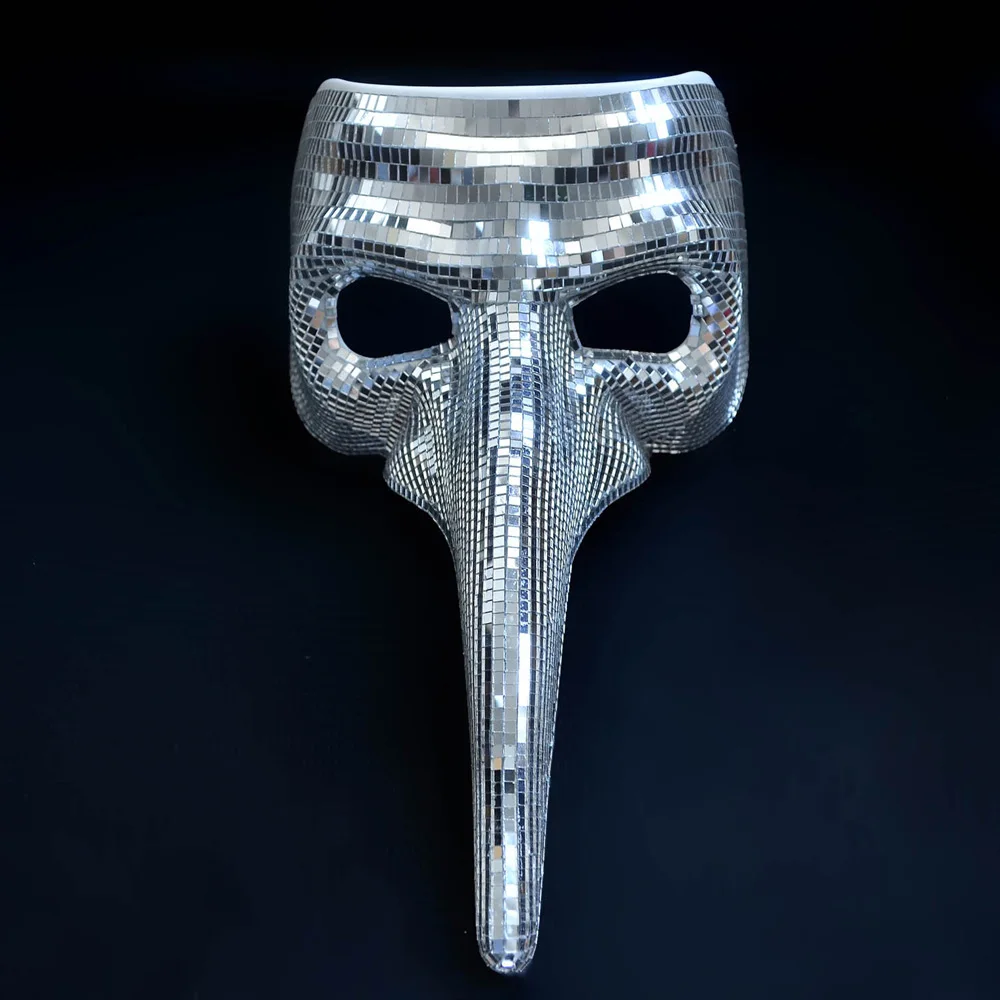 

Disco Glitter Plague Doctor Mask Cosplay Long Nose Bird Mouth Mirror Shiny Bar Masks Halloween Masquerade Party Costumes Props