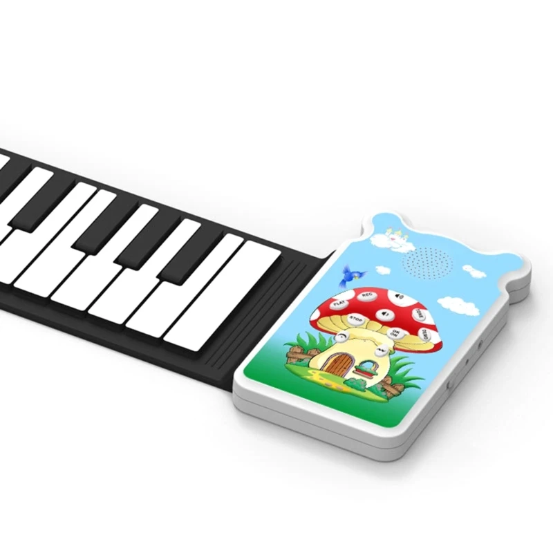 652D Roll Up Piano, 49 Key Multifunctional Electronic Piano Keyboard Foldable Hand Roll Out Piano, Educational Soft Keyboard