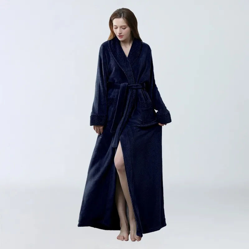 Ladies Soft Bathrobe Autumn Winter New In Women Pajamas Comfortable Sleepwear Female Nightgown Thickened Extended Yukata Flanne