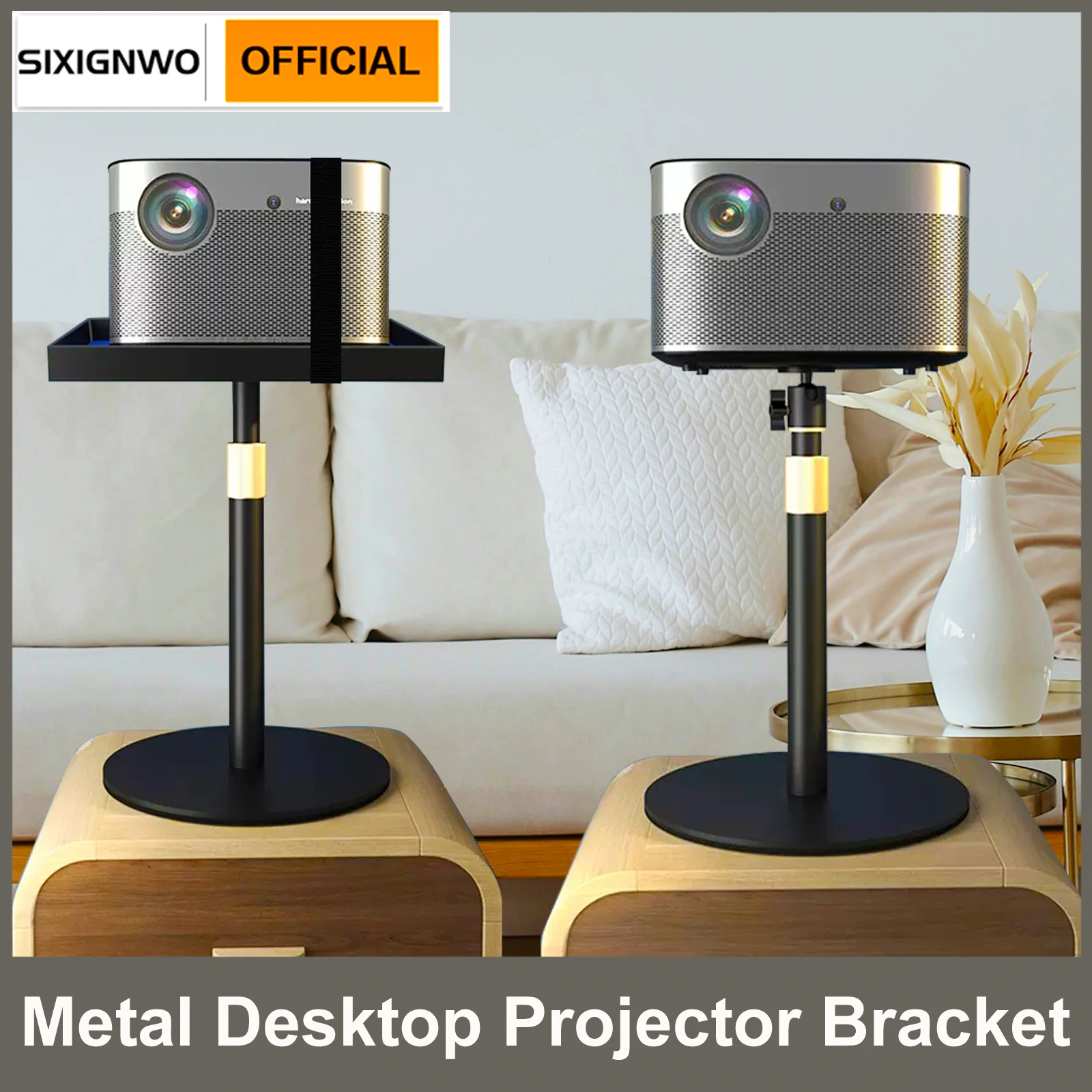 Suporte universal para projetor, suporte ajustável de altura multiângulo com palete para dslr e projetor, suporte de mesa de cabeceira de metal