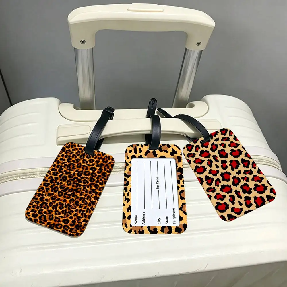 Leopard Pattern PVC Waterproof Luggage Tag Anti lost Information Card Cover For Student Bag Travel Suitcase