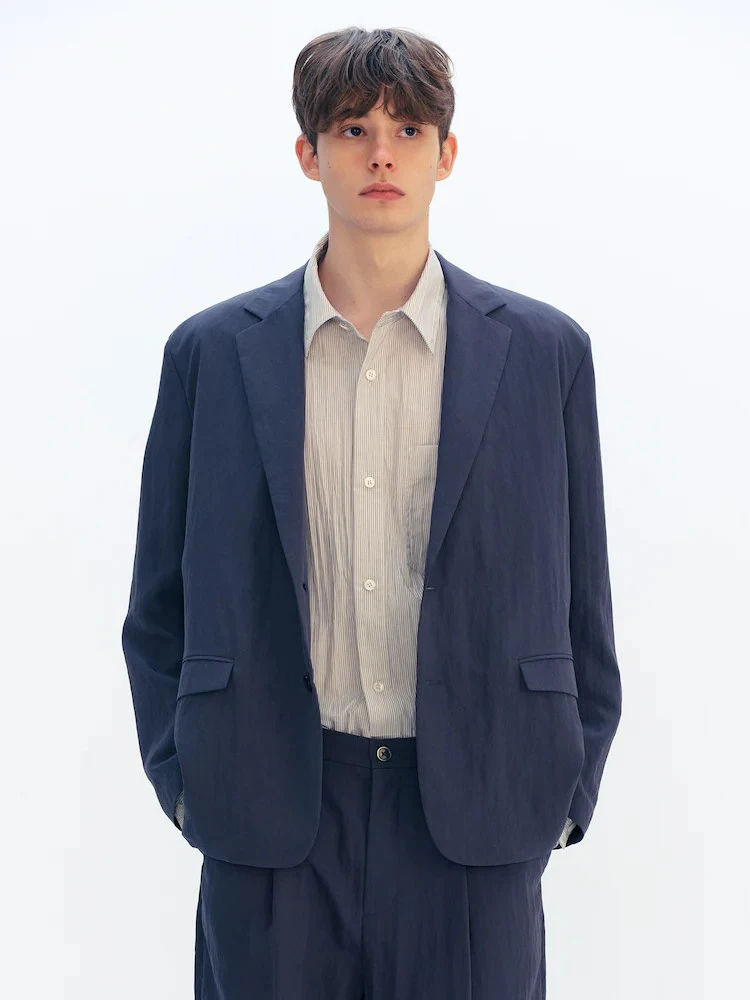 

Premium Men's Spring 2025 Suit Sle Jaet Exclusive Piece Faion Urban Stand Fit Long Sve Button Closure Coat