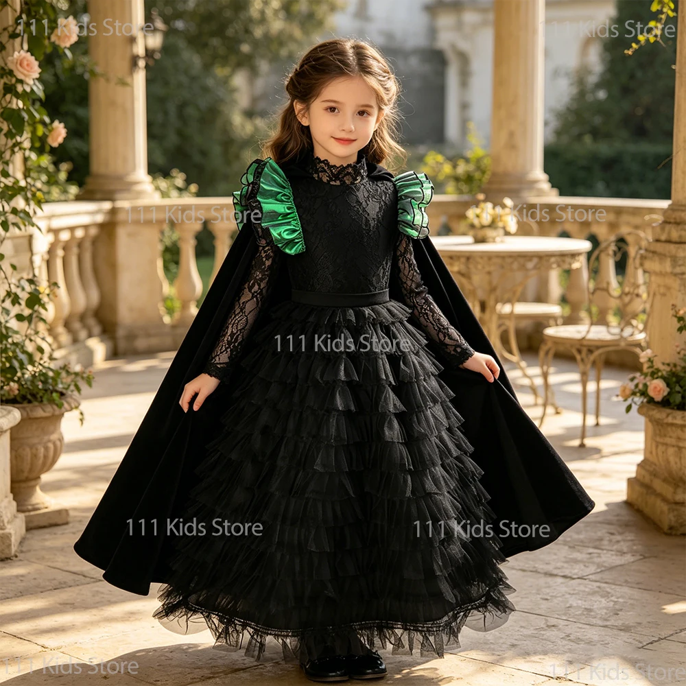 

Elegant Girl Party Dresses for Movie Wicked Witch Elphaba Cosplay Costume Gothic Black Children Princess Dress Birthday Gift