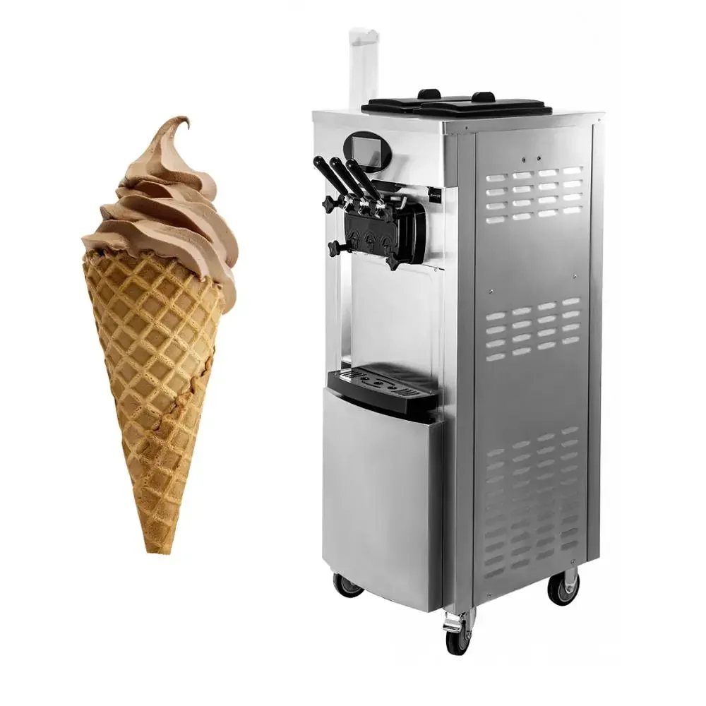 2 + 1 Flavor Soft Ice Cream Machine with Dual Compressor/Pre-cooling Function/Air Pump