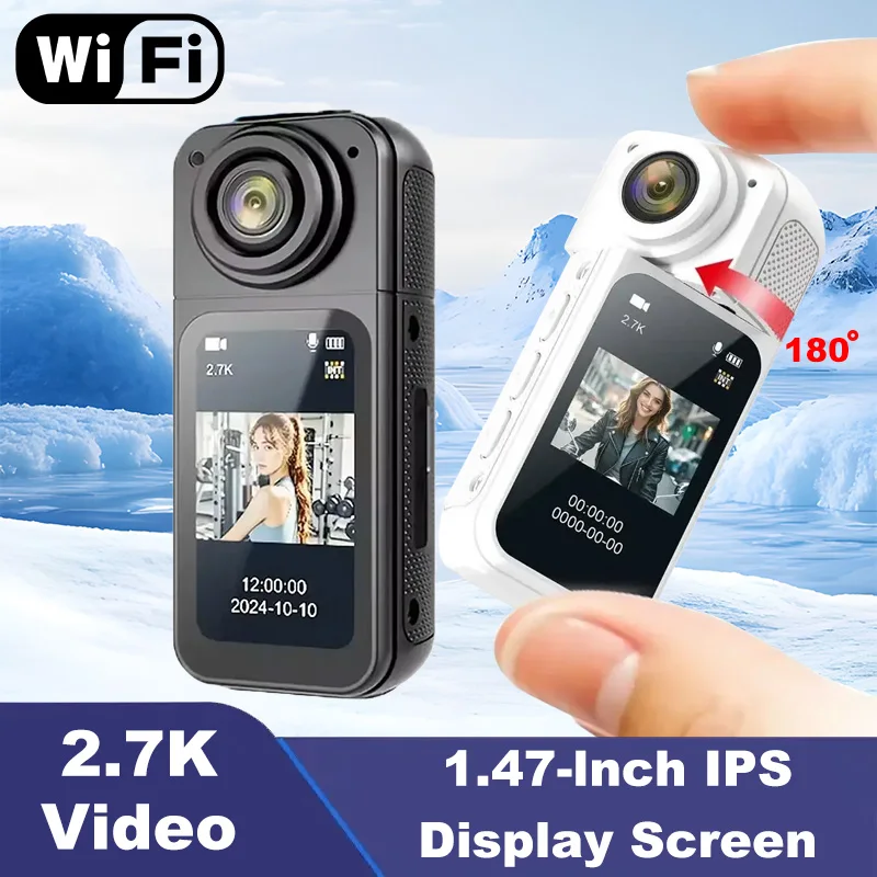 

Камера для смартфона 2.7K 180° ° Поворотная мини-экшн-камера с Wi-Fi, магнитным креплением, водонепроницаемая, портативная, для спорта, велоспорта и видеоблогов