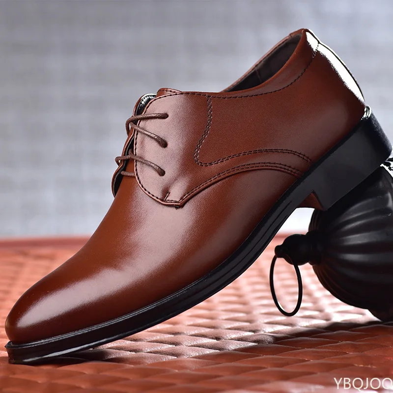 Chaussures en cuir absorbant les chocs pour hommes, chaussures provoqué d\'affaires, chaussures décontractées tout assorties, degré d\'usure