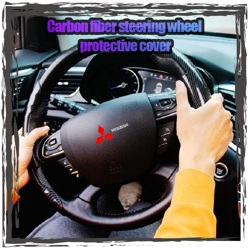 

Carbon fiber car steering wheel cover skid cover For Mitsubishi Outlander Lancer 10 9 ASX RALLIART Eclipse L200 Pajero