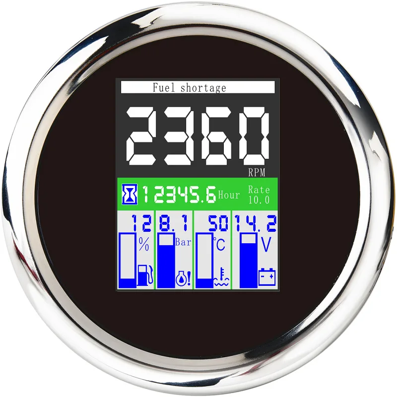 

Five-in-one multi-function large meter, speed timing, oil level, voltage, water temperature and oil pressure