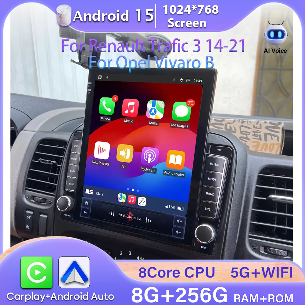 راديو السيارة أندرويد 15 No 2din 4G واي فاي راديو السيارة لرينو ترافيك 3 14-21 لأوبل فيفارو B شاشة السيارات الوسائط المتعددة لتحديد المواقع 2k #1