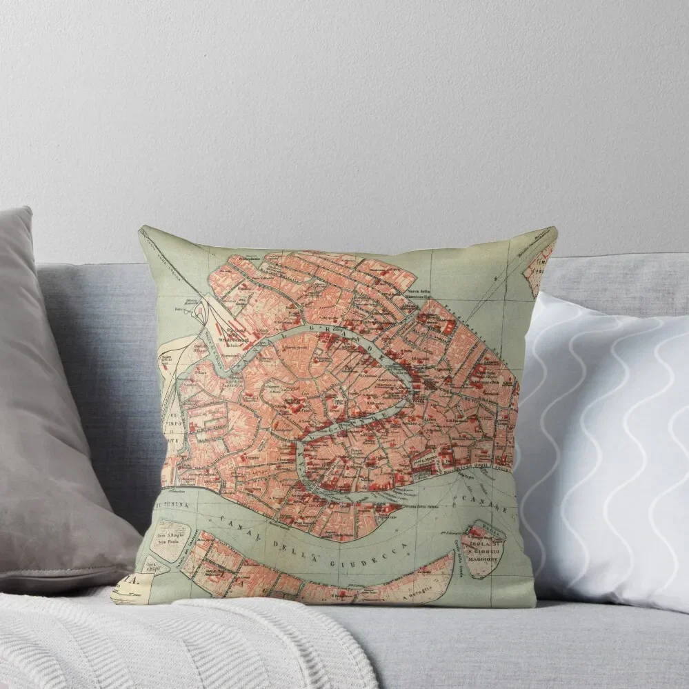 Vintage Map of Venice Italy (1920) Throw Pillow Couch Pillows Sofa Covers Cushions Cover christmas supplies pillow