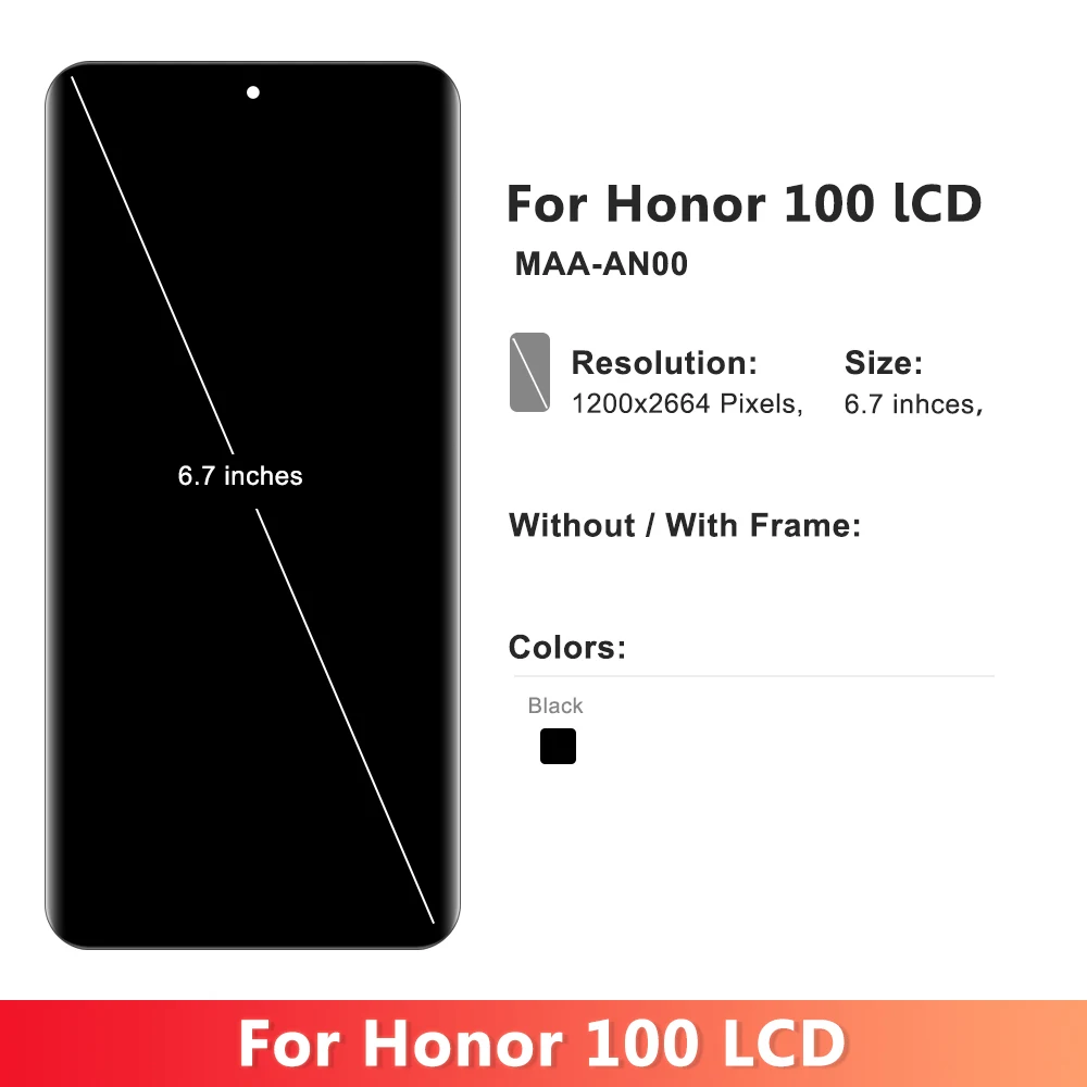 6.7'' For HUAWEI Honor 100 MAA-AN00 LCD Display Touch Screen Digitizer Assembly for Honor100 Screen Replacement