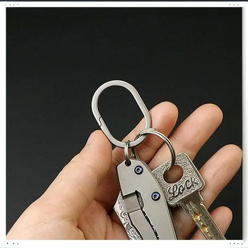 Kleiner DIY-Schlüsselring aus Titanlegierung, tragbares Outdoor-EDC-Werkzeug für den täglichen Gebrauch, ovaler Schlüsselanhänger, Schlüsselanhänger für Herren, Autoschlüsselanhänger – Detail 11