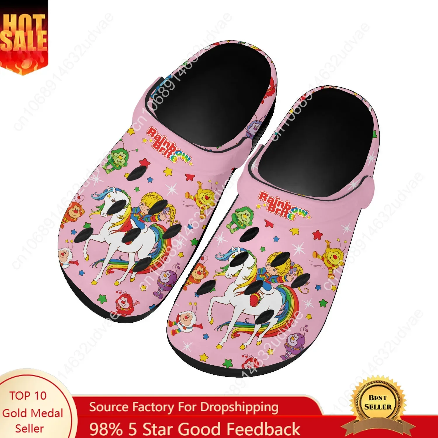 

Brite Rainbow Water Shoes Mens Womens Comfortable Fashion Home Garden Clogs Customizd Sandals Beach Breathable Hole Slippers