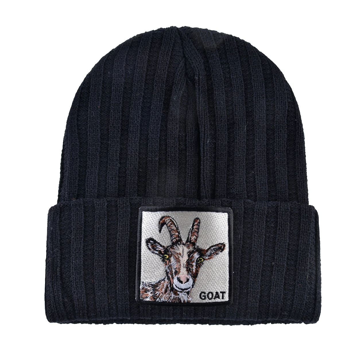 Unisex Black Beanie Hat With Animals Embroidery Patch Knitted Skull Cap For Men Women For Autumn Winter Streetwear Bonnet Hats