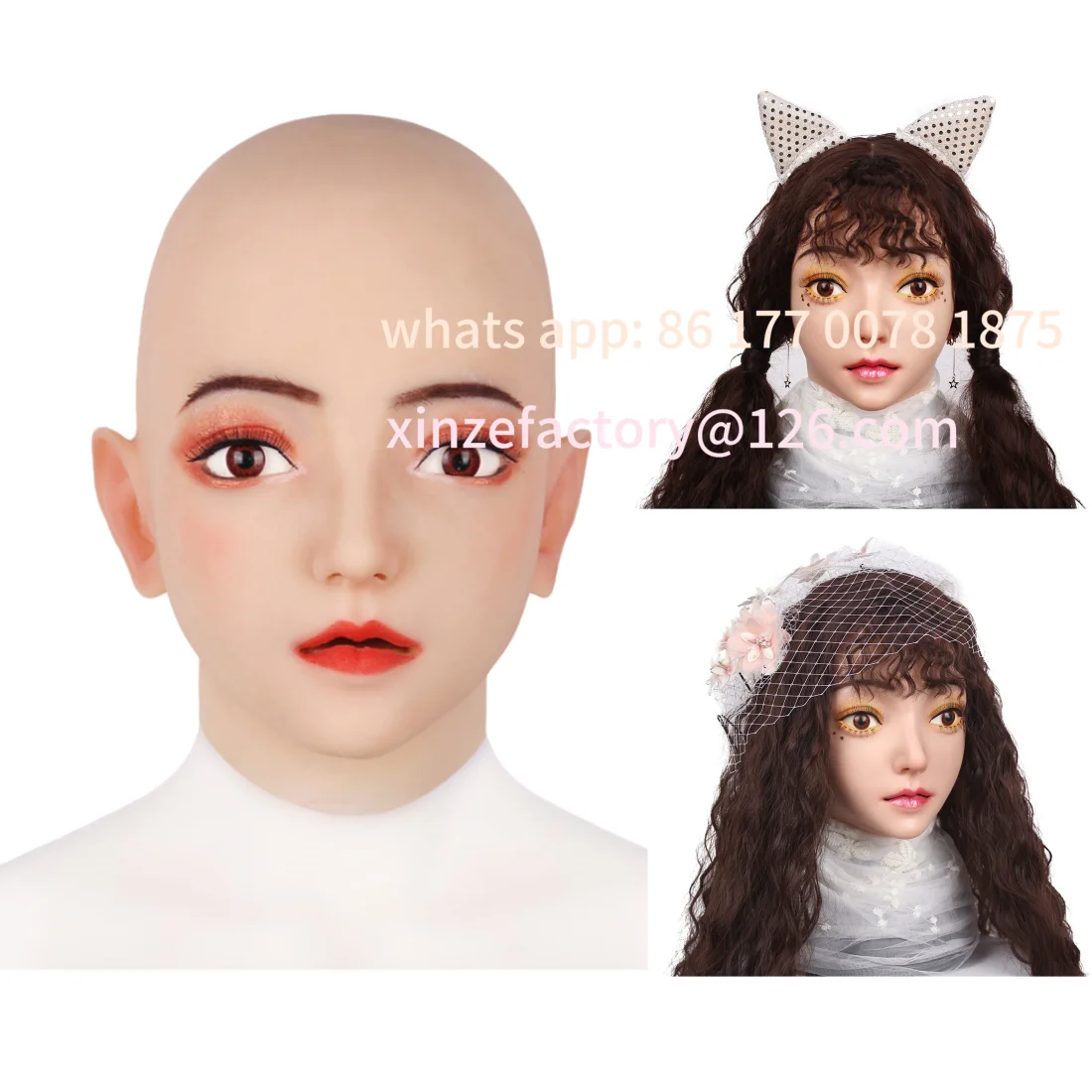 Customizable Realistic Silicone Full Face Mask - Soft and Comfortable, Male to Female, Great for Christmas Cosplay