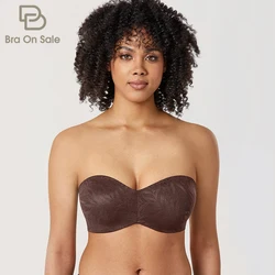 Sutiã sem alças feminino para minimizador grande quebrado sem forro laço underwire bandeau plus size cobertura completa