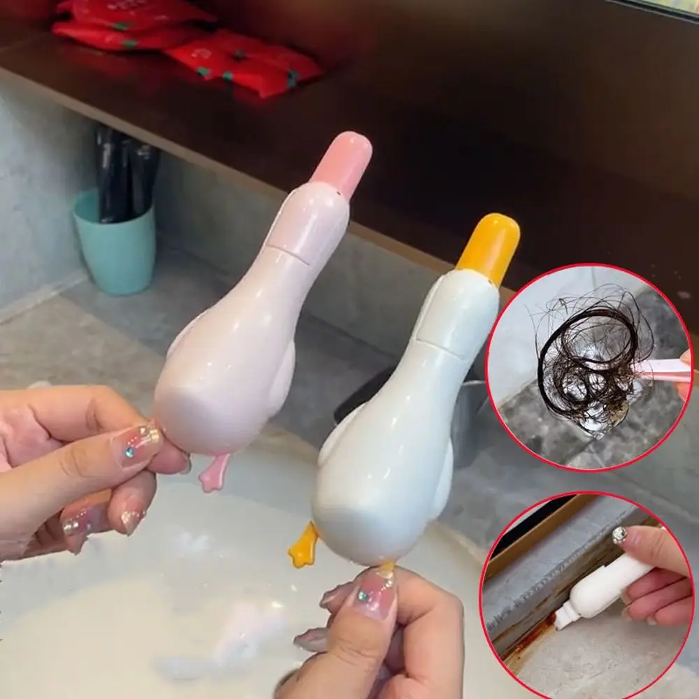 

5pcs 2-in-1 Duck Bathroom Hair Clip Stable Tweezers Cute Garbage Clip Double Head Wall Mounted Cleaning Clip Dust Stain Removal
