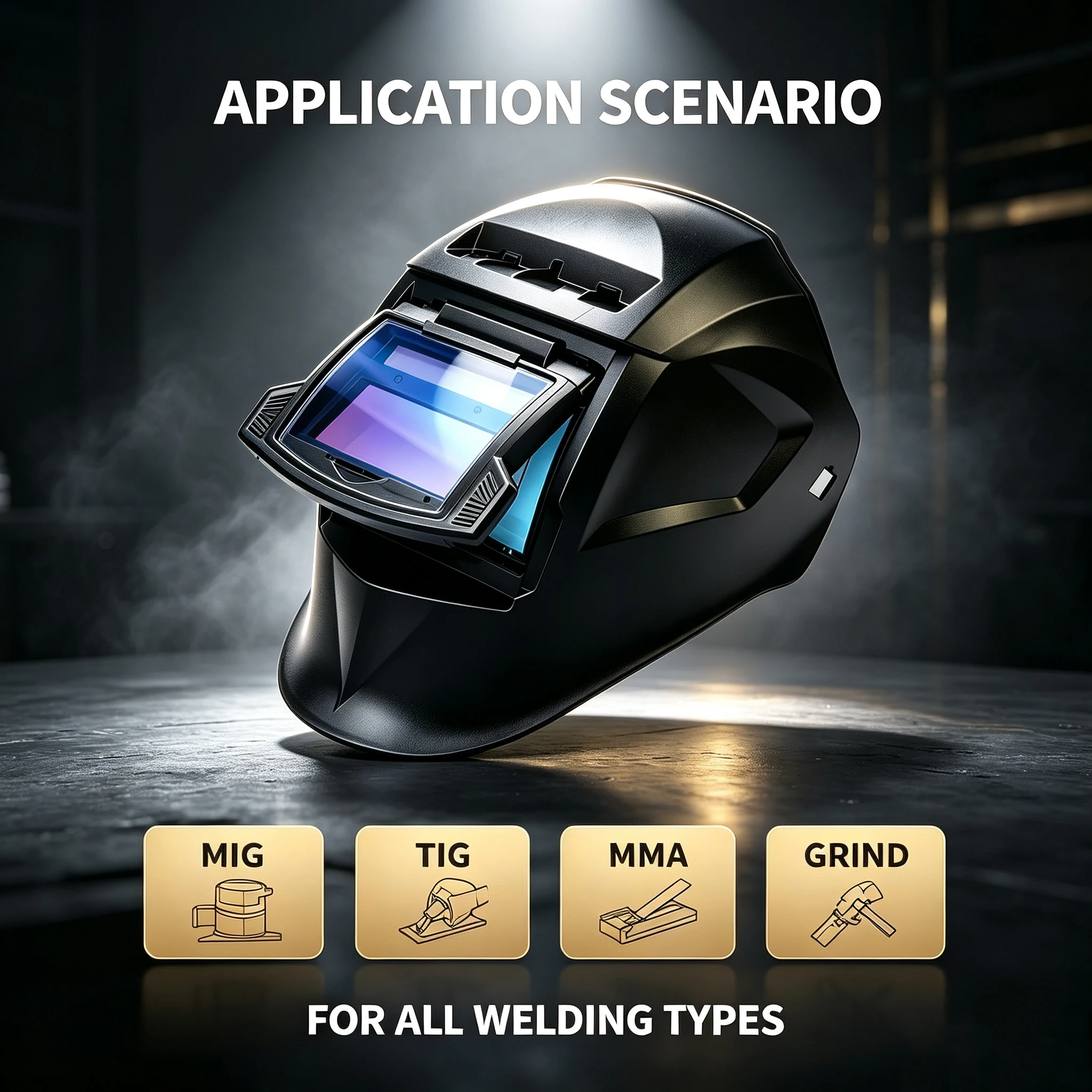 Solar Powered Auto Darkening Welding Helmet, True Color 1/1/1/2 Optical Clarity, Adjustable Shade 4/5-9/9-13 Wide View Welder Ho