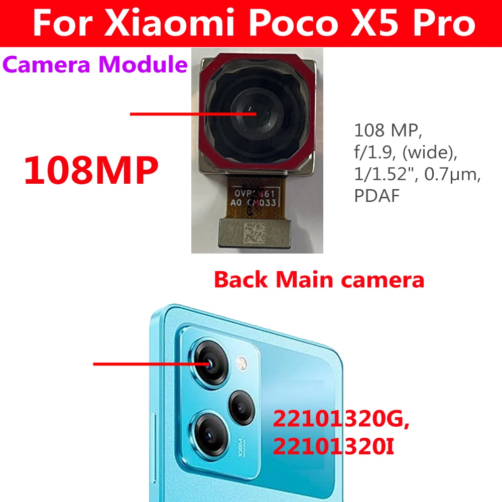 High Quality Tested Ultrawide Macro Rear Camera For Xiaomi Poco X5 Pro X5Pro 5G Wide Back Main Big Camera Phone Flex Cable