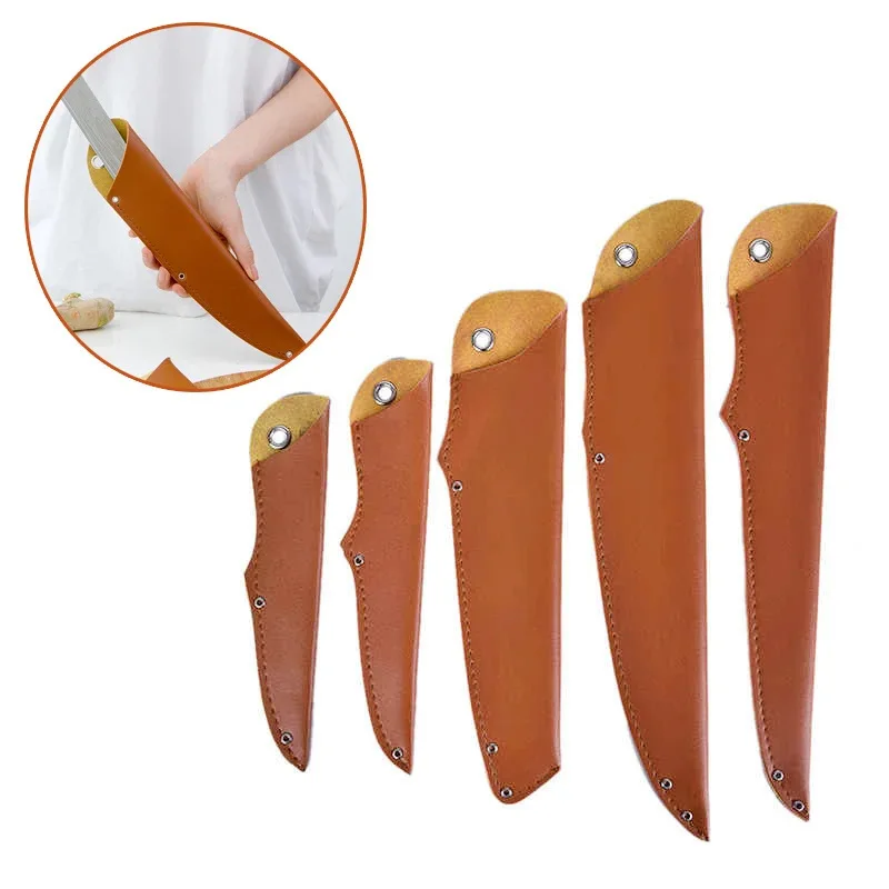 

1pcs Kitchen Knife Sheath PU Leather Universal Knife Sheath Portable Fruit Knife Blade Protector Cover Edge Guards Case Home