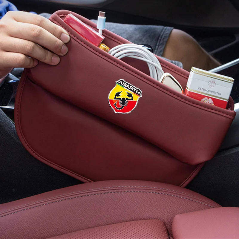 Car Slit Box Organizer PU Leather Car Seat Crevice Gap Storage Bag For Fiat Abarth 595 Abarth 500 abarth 124 spider