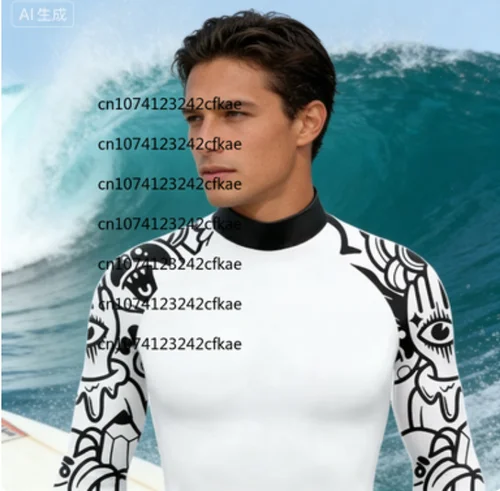 Imagen 1 del producto Camiseta de manga larga para hombre Rashguard Upf 50, protección solar para Surf, camiseta ajustada transpirable de secado rápido para natación, ropa de gimnasio de verano 2025