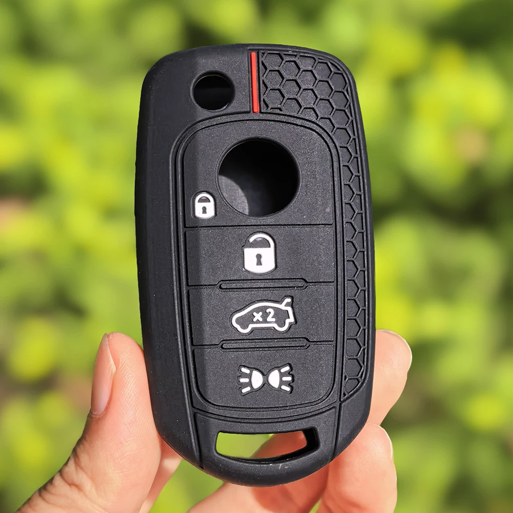 Funda de silicona para llave remota de 4 botones para FIAT 2016 2017 500X Toro, carcasa sin llave, llavero de piel, llavero con tapa, soporte de goma