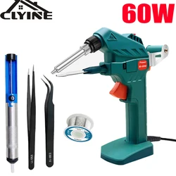 60W Electric Soldering Iron Gun 480-600°C With Base Internal Heating Soldering Iron Automatic Send Tin Gun Welding Repair Tool