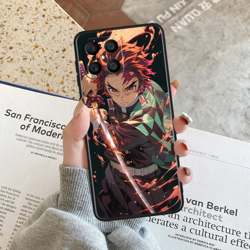 Demon Slayer Anime For Honor Magic 5 X30 X9A X8A X7A X6 80 70 60 50 30 20 V20 Pro Plus Cover morbida nera per telefono