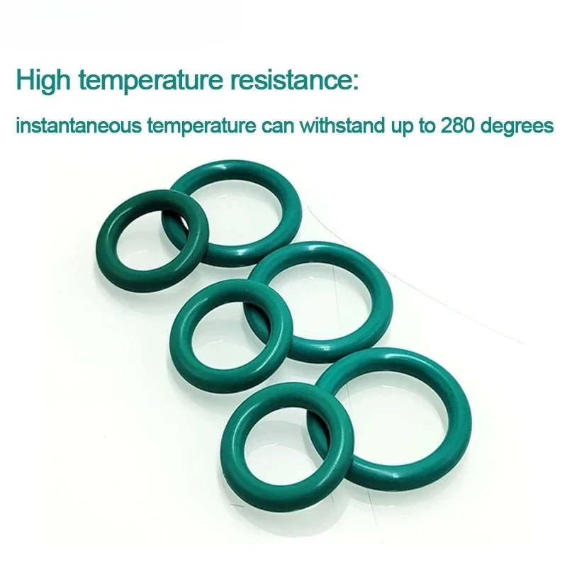CS2.5mm FKM Sealing Ring Green Fluorine Rubber O-Ring Premium Sealing Gasket Oil Resistant Acid&Alkali Resistant&HT Resistant