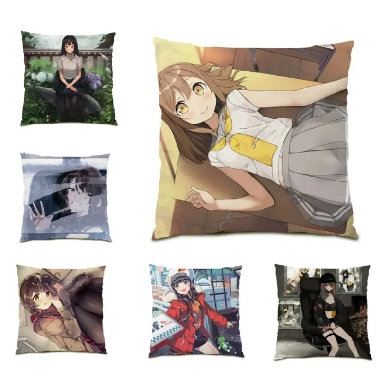 Kawaii  Pillowcase 45x45 Anime Poster Home Living Room Decoration Japanese Pillowcase