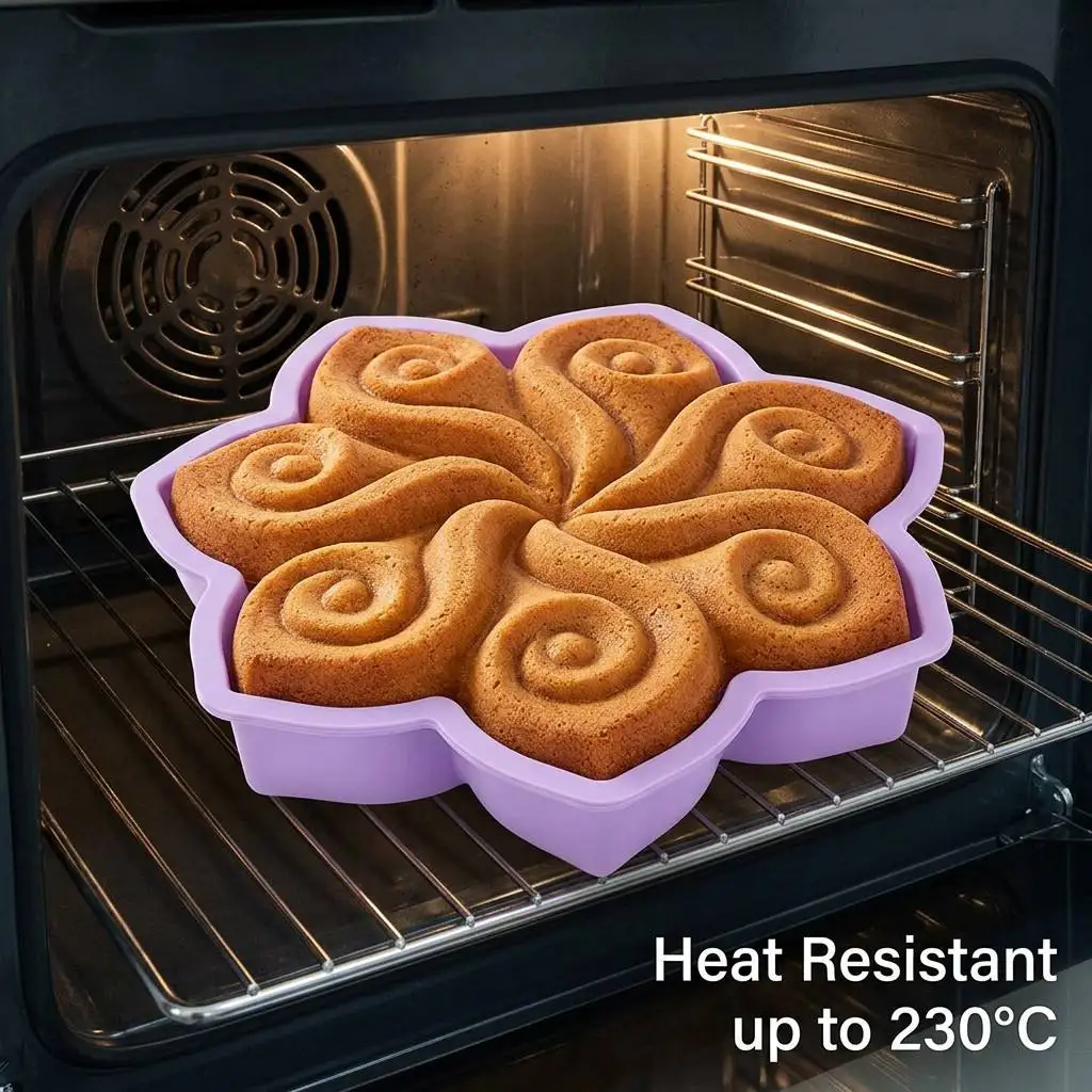 Large Flower Silicone Cake Mold Spiral Swirl Baking Pan 3D Floral Bakeware Cake Decorating Tools Kitchen Accessories Baking Pan
