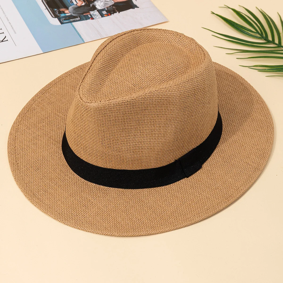 Hat, male, summer vacation, beach hat, English style, wide brimmed sun hat, sun shading hat, Panama straw hat, female