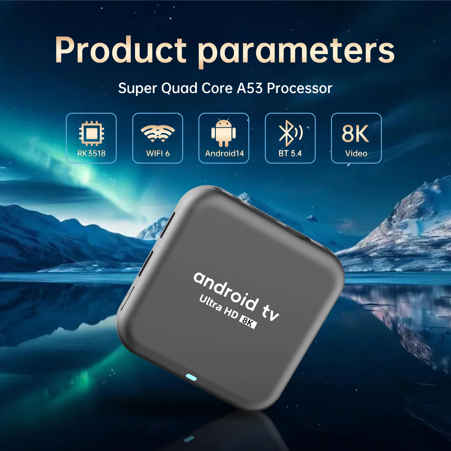 Android 14 TV Box RK3518 مشغل الوسائط الذكية 8K WiFi6 BT5 التحكم الصوتي Google Play Netflix YouTube Streaming Device Set Top Box