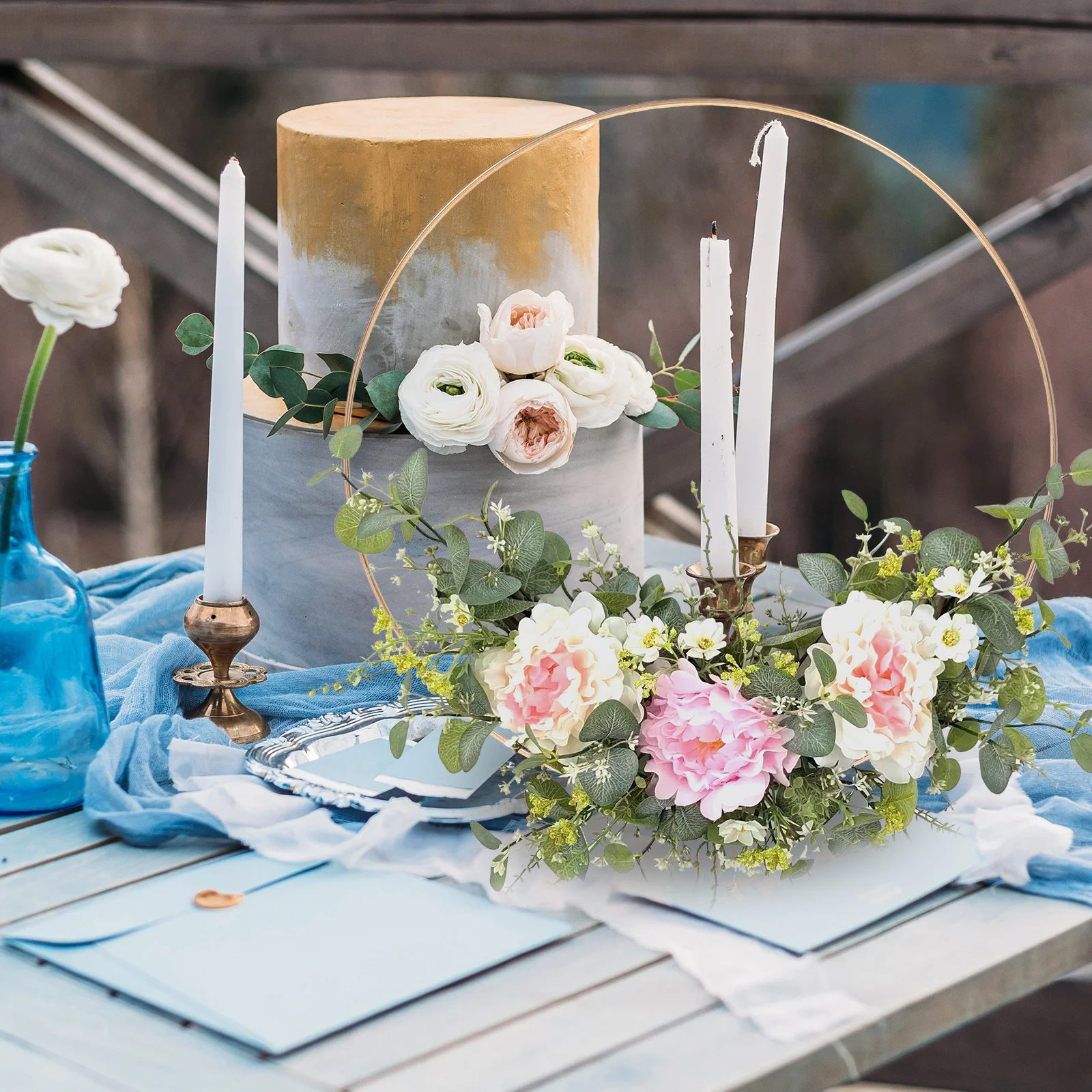 

4Pcs Metal Floral Hoop Wreath 35cm Iron Ring for Wedding Party Crafts Dreamcatcher Frame Wall Hanging Table Centerpiece