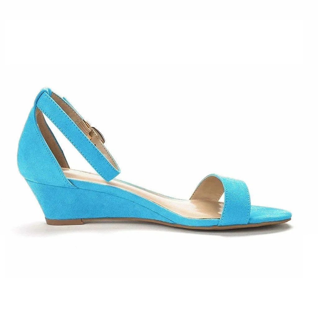 Women Sandals Simple Style Casual Pointed Toe 5cm Low Platform Wedge High Heels Velvet Sandal Party Dress Wedding Shoes Big Size view 3