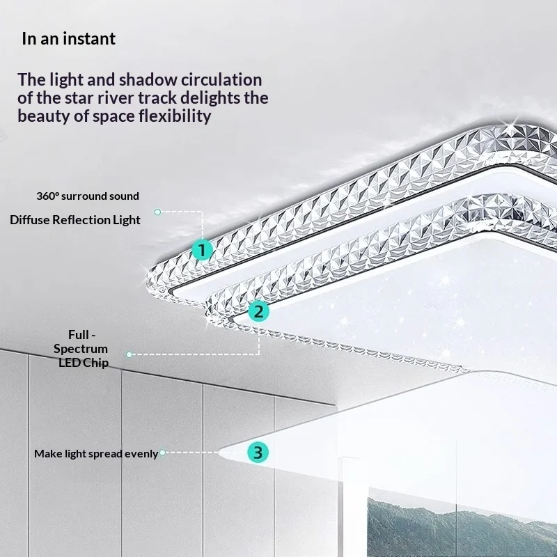 Modern Minimalist LED Ceiling Light Full Spectrum Eye Caring Luxury Home Lighting for Living Room Bedroom Whole House Lighting