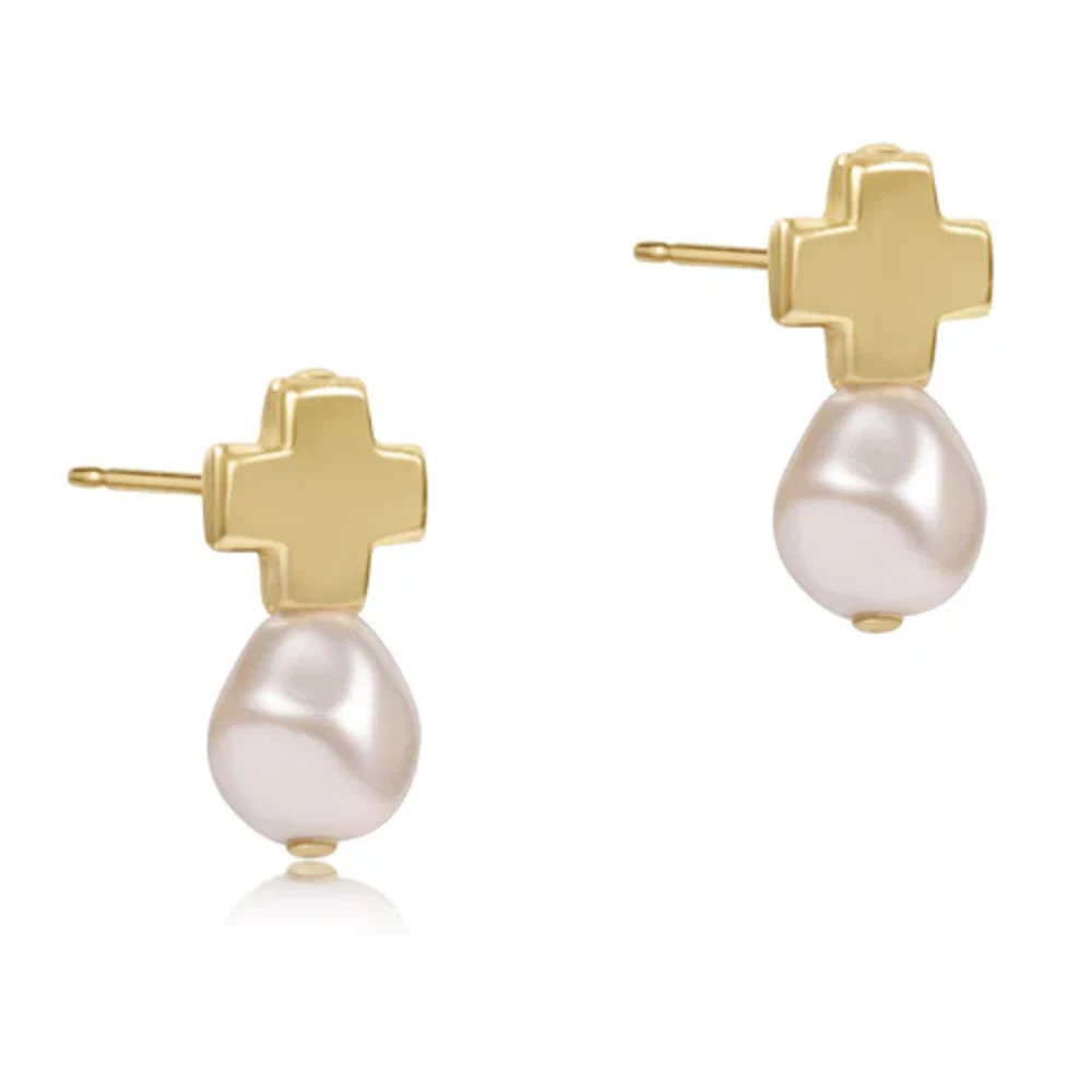 

YEEVAA Signature Pearl Cross Stud Earrings,Fashion Jewelry Gift for Women