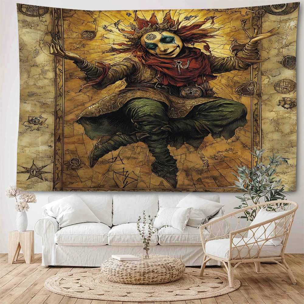 

Clown Performance Art Tarot Card Decorative Tapestry Children's Party Clown Performance Cartoon Image Decorative Tapestry
