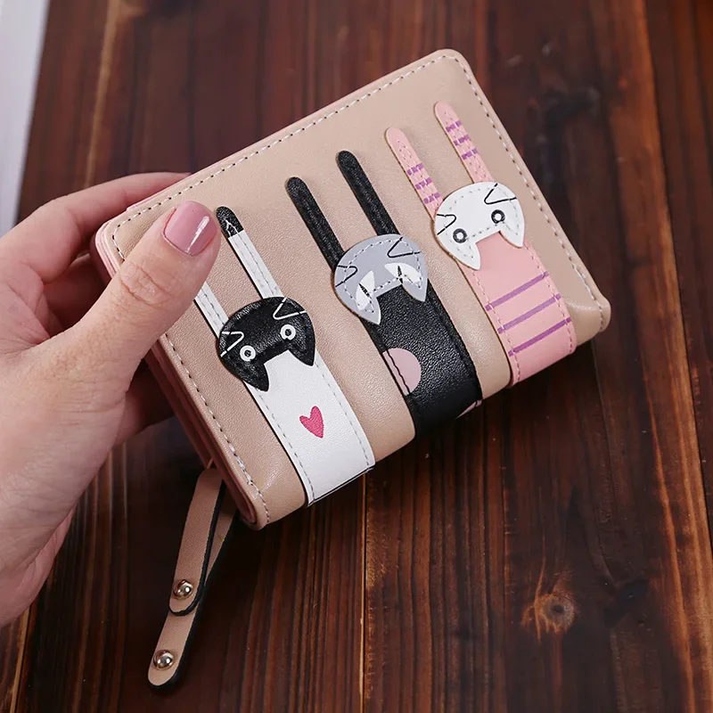 

Cartoon Cat Women Wallet PU Leather Women Short Wallet Brand Designed Coin Purse Female Card Holder Cute Girl Wallet