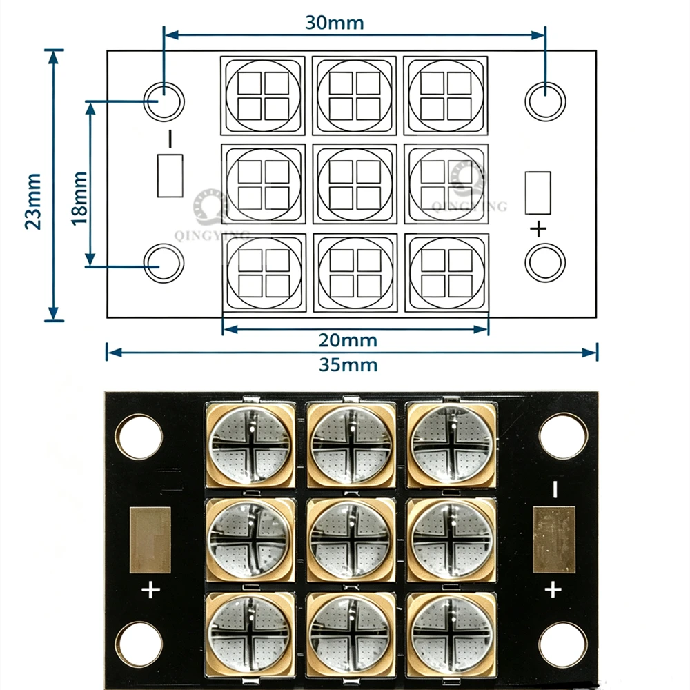 UV 90W 100W High Power Purple LED Light Curing Lamp Module LG6565 3D Label Inkjet Printer Glue 365nm 385nm 395nm 405nm COB Chip