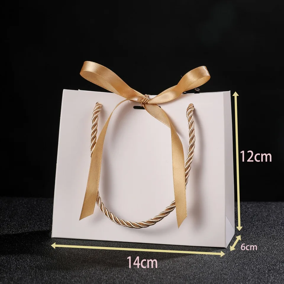 20/50 wiederverwendbare Geschenktüten mit Griffen, Papiertüten mit Schleifen, Einkaufstaschen, Geburtstagsfeiern, Hochzeiten, Abschlussfeiern, dekorative Box – Detail 2