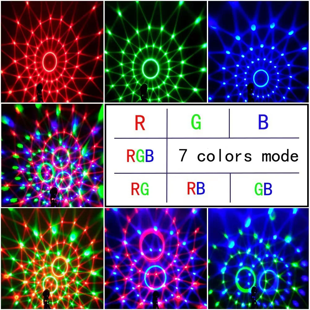 RGB Laser Projector Lamp  Sound Activated Rotating Disco Light Colorful LED Stage Light 3W DJ Party Light for Home KTV Bar Xmas