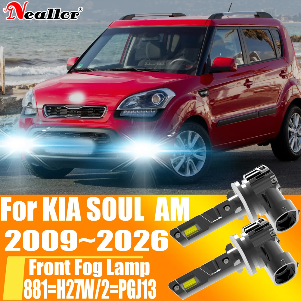 

2pcs H27W/2 881 H27 PGJ13 Led Moto Fog Lamp Canbus Light Car Turbo Diode Bulb Auto White Headlight 12v For KIA SOUL AM 2009~2026