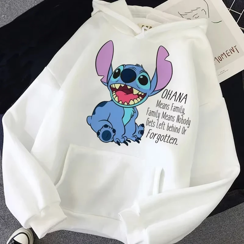 

MINISO New Cartoon Stitch Hoodies for Women Kawaii Graphic Hoodie Autumn Winter Funny Unisex Women's Sweatshirts Clothing Tops