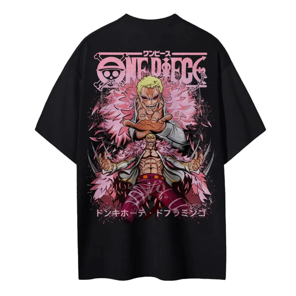 

Цельная мужская и женская футболка Donquixote Doflamingo, футболка в стиле аниме в стиле панк, летняя весенняя одежда для мальчиков с короткими рукавами, одежда для родителей и детей