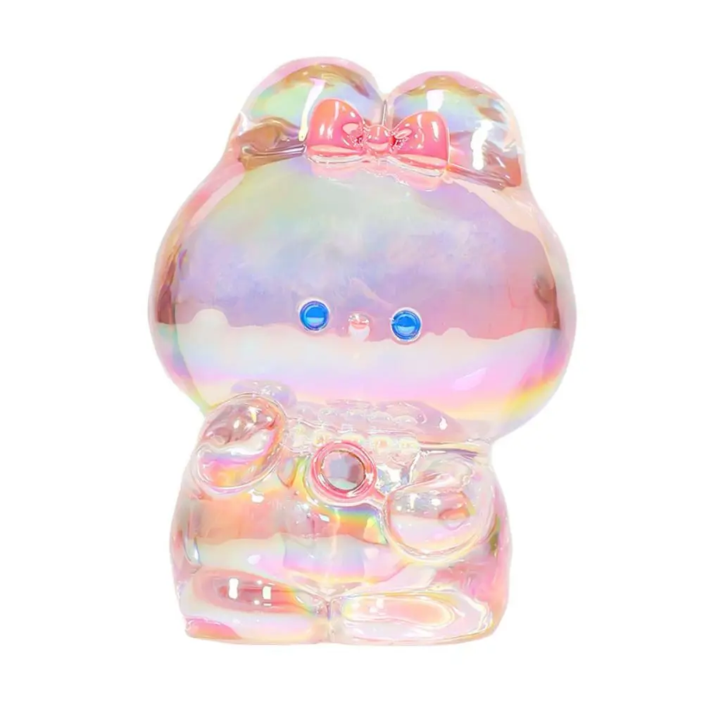 

Laser Transparent Gradient Rabbit Candy Color Statue Pink Rabbit Mini Ornaments 3D Kawaii Cartoon Model Desk Decoration