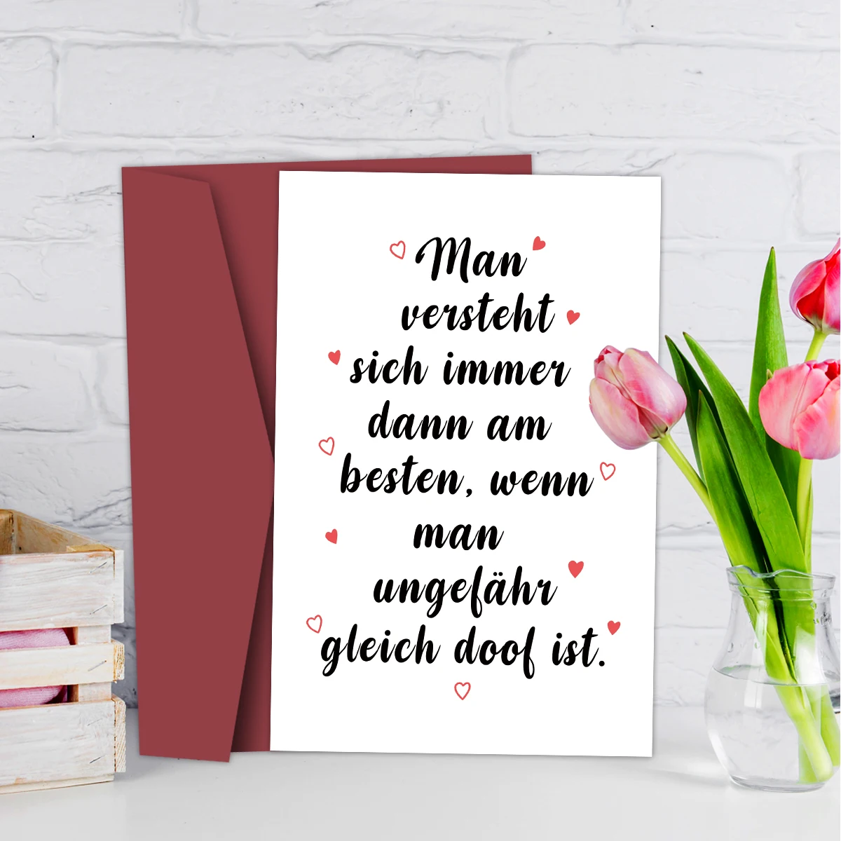 1 Stück herzförmige, humorvolle deutsche Grußkarte mit Umschlag für lustige Nachrichtenbeziehungen, Freunde, Liebhaber, tägliches Geschenk, Souvenirs-Karte